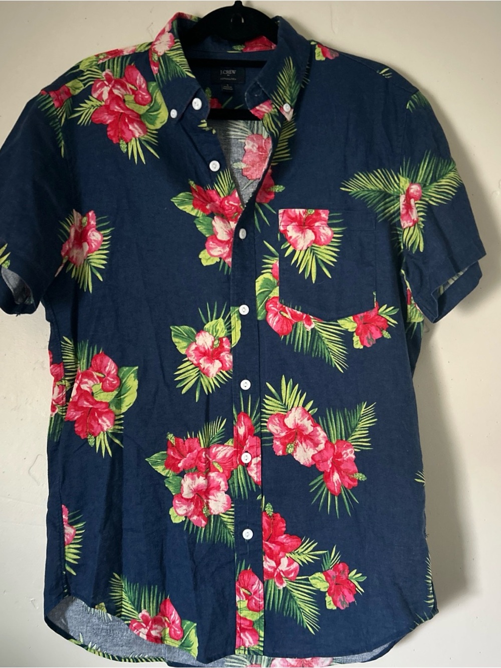 J. Crew  Factory Men’s Navy Tropical Floral Short-Sleeve Shirt Sz Small